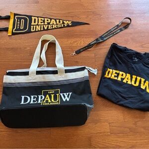 DePauw University Tote Bag, T-shirt and Pennant bundle